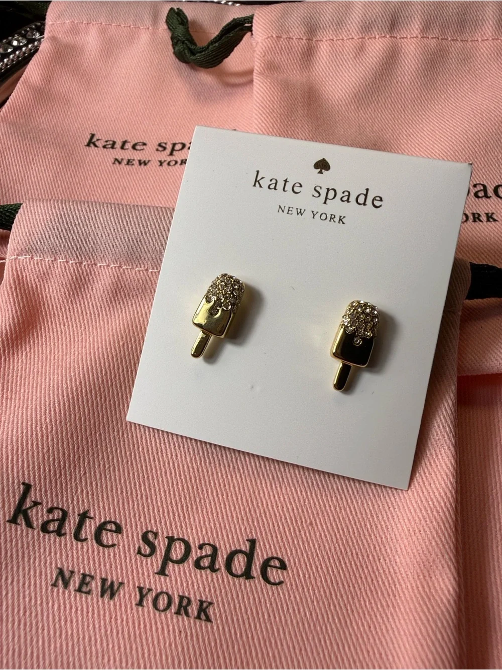 kate spade Gold Crystal Popsicle Stud Earrings